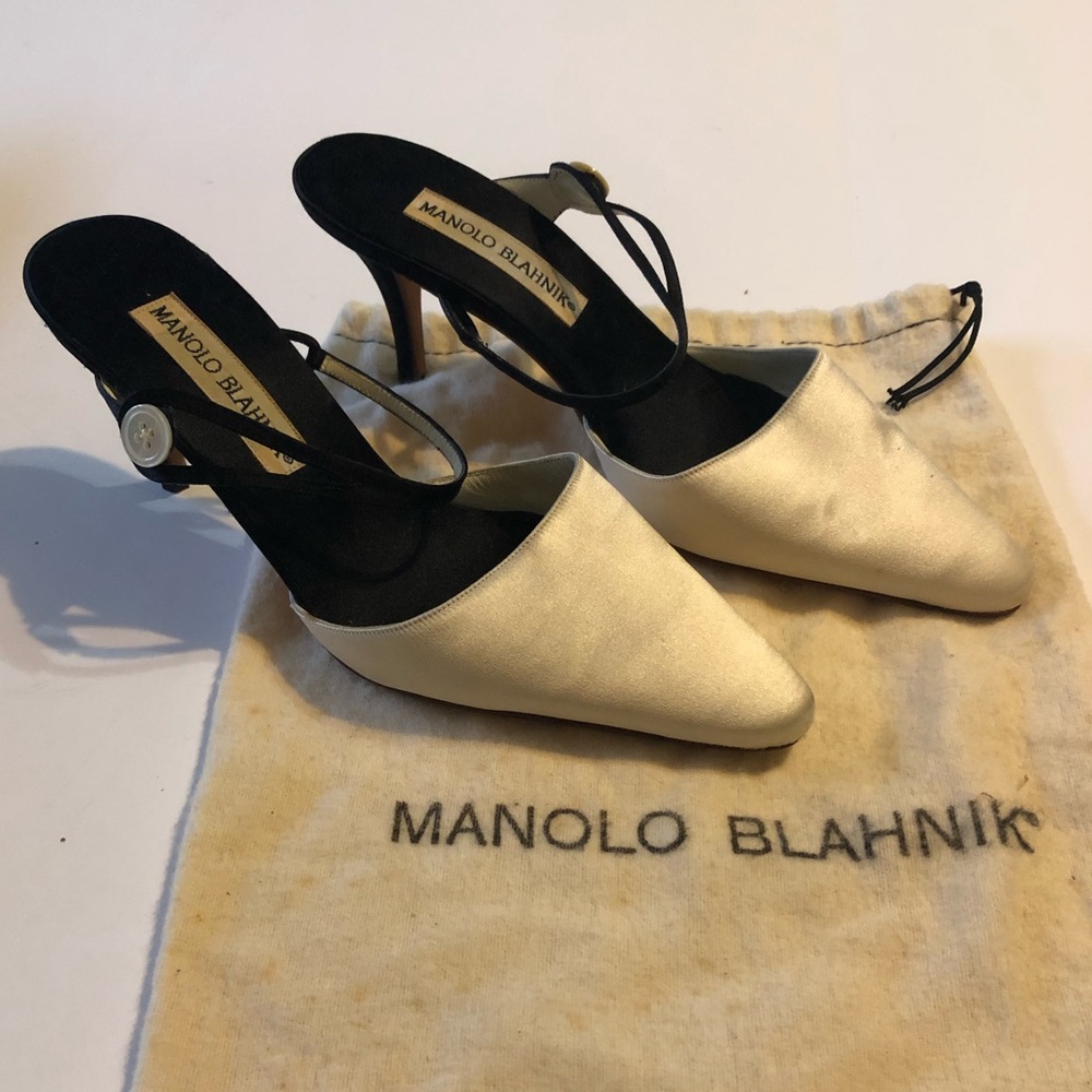 Manolo Blahnik satin heels- never worn out!